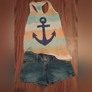 Blue jean shorts size 7 tank top   made by million bulpup